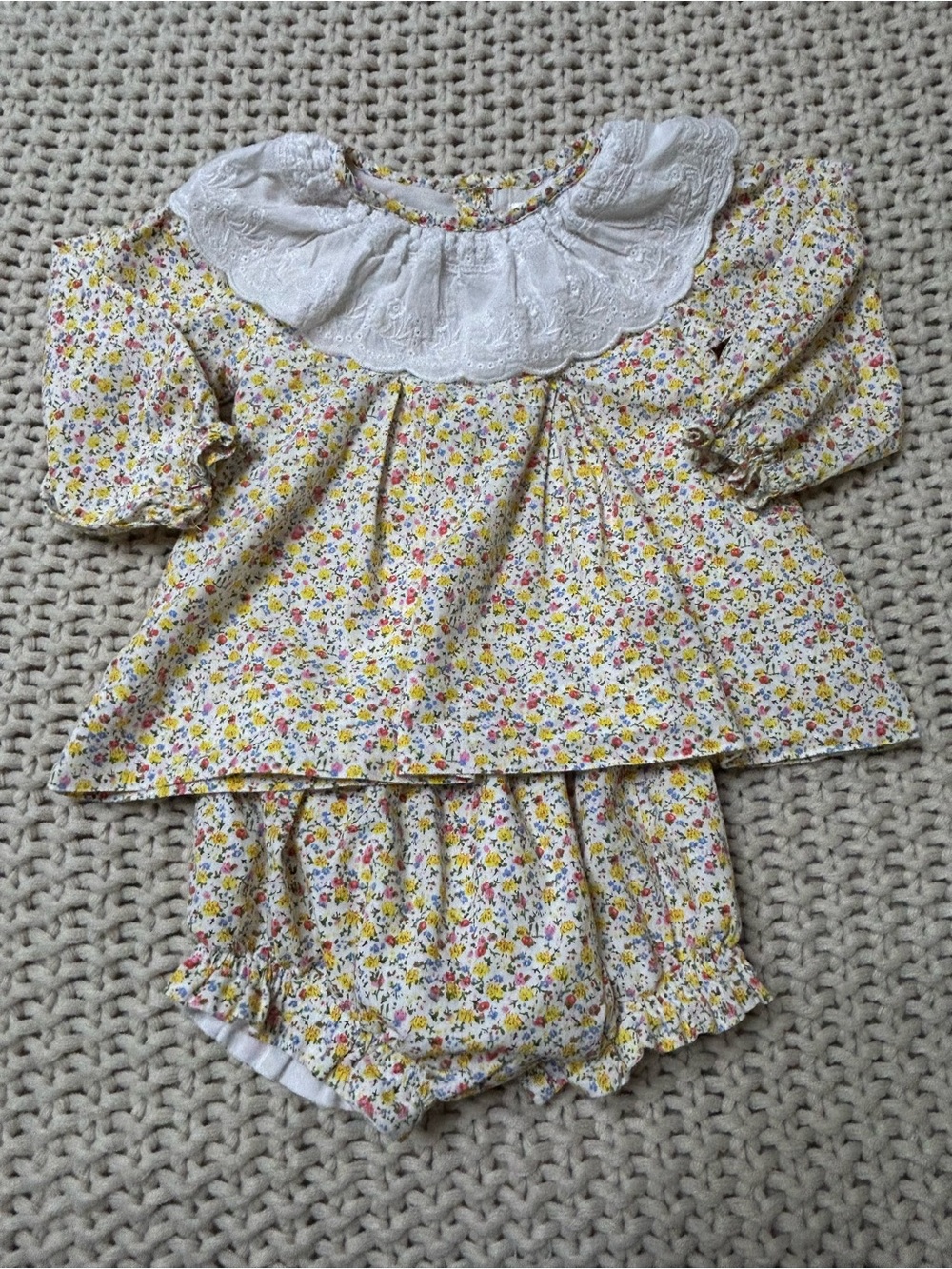 Cecil and Lou Floral Cotton Top & Bloomer Set - Yellow